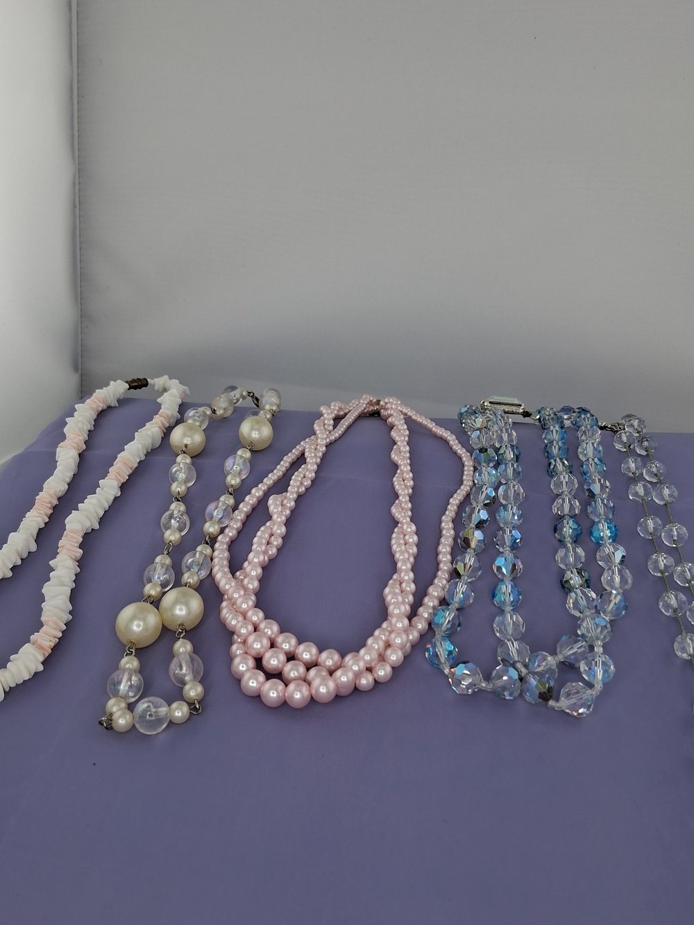 Vintage Beaded Necklace Lot - Shell, Pearl, and Crystal